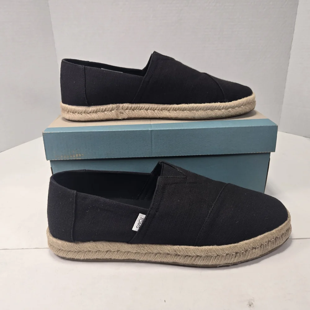 TOMS Alpagata Rope 2.0 Espadrille Men's Black Slip-On Shoes Size 11